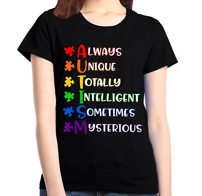 Always Unique Women#x27;s T Shirt Autism Awareness Spread Understanding Shirts $17.46