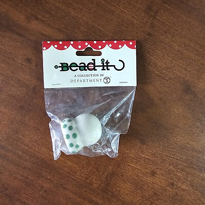 #ad DEPT 56 Christmas Ornament Bead It Make Your Own Body Cream Green Polka Dots NEW $5.99