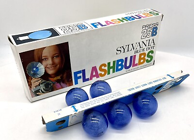 #ad Vintage Sylvania Press 25B Blue Dot Flashbulbs 5 pack *Fast Shipping $12.00