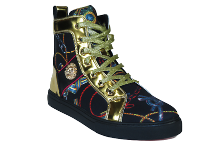 #ad Mens High Top Shoes FIESSO by AURELIO GARCIA Chain Medusa Celebrity 2421 Black $169.99