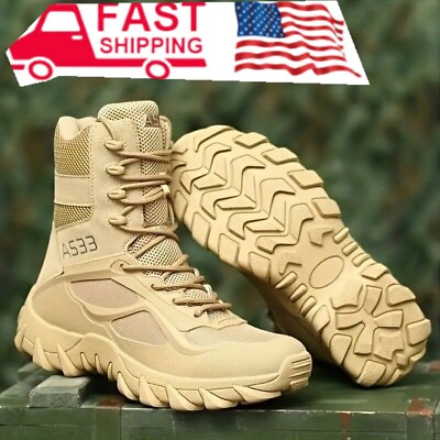 #ad Military Tactical Boots Wear Resistant Combat Boots Outdoor Hiking $49.87