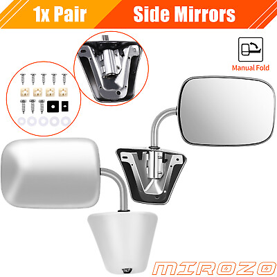 #ad MIROZO Pair Chrome Manual Side View Mirrors LH amp; RH For 73 86 Chevy GMC Truck $42.98