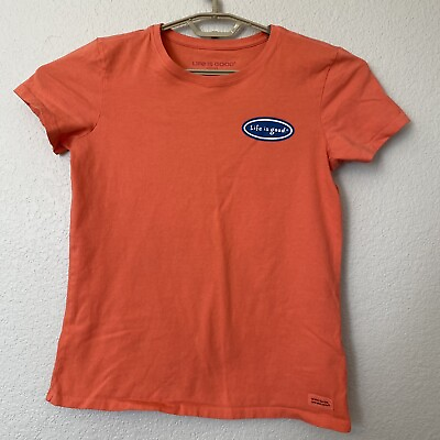 #ad Women#x27;s Life is Good “Hold Your Horses” Orange SS Crusher Tee Size M EUC $18.00