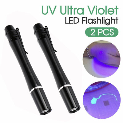#ad 2x UV Ultra Violet LED Flashlight Blacklight Light 395nM Inspection Lamp Torch $7.80