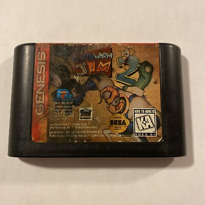 #ad Earthworm Jim 2 Sega Genesis 1996 Authentic Cleaned Tested Video Game Cart C $49.99