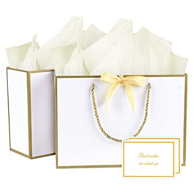#ad Gift Bags Small Gift Bags 2Pcs Paper Gift Bag with 4 Tissue Paper and 2 Greet... $14.40