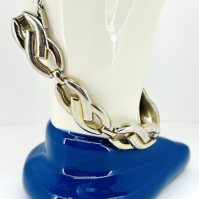 #ad Vintage MONET Silver Tone Women Link Bracelet Secure Chain Closure 4 6quot; $14.25