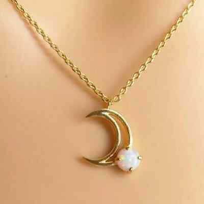#ad 2.00CT Opal Moon Beauty Pendant 14K Yellow Gold Plated 2Ct Round Cut Lab Created $101.25