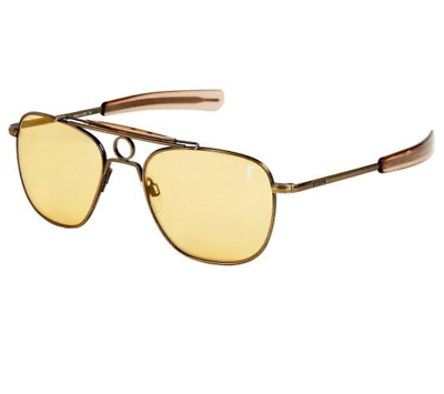 Randolph Anglers Sunglasses 55mm Antique Brass Finish Medium Yellow Aviator NEW $126.00