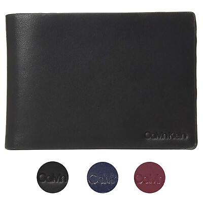 Calvin Klein CK Men#x27;s Genuine Leather Slimfold Embossed Logo Wallet 79814 $29.82