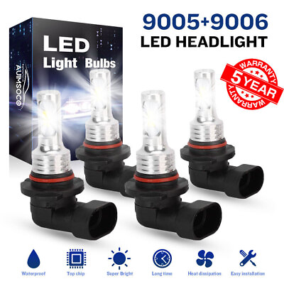 #ad #ad 9006 9005 LED Headlight KIT Combo Bulbs 10000K High Low Beam Super Bright White $24.99
