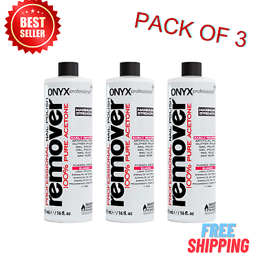 #ad Pack of 3 Onyx Professional 100% Pure Acetone Nail Polish Remover 16 fl oz $14.75