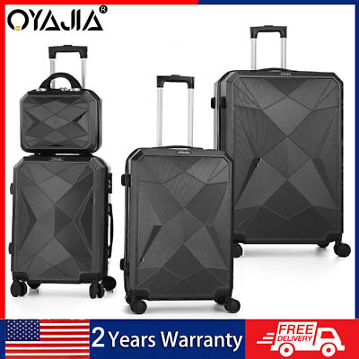 #ad 4 Piece Set Suitcase Spinner Hardshell Lightweight TSA Lock Carry on Luggage set $71.99