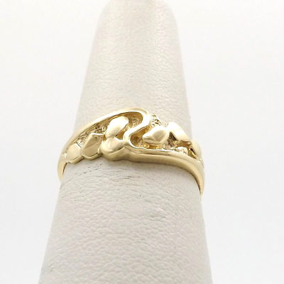 #ad 14k Gold Freeform Nugget Band Ring sz7 Solid $217.55