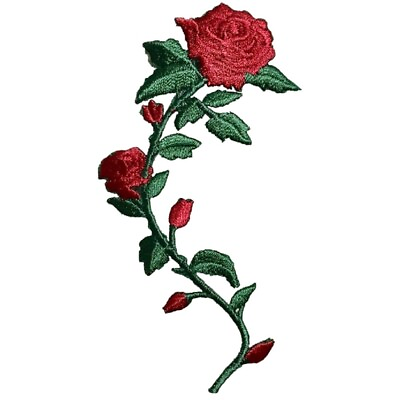 #ad #ad Red Rose Applique Patch Right Facing Love Flower Badge 3.5quot; Iron on $3.25