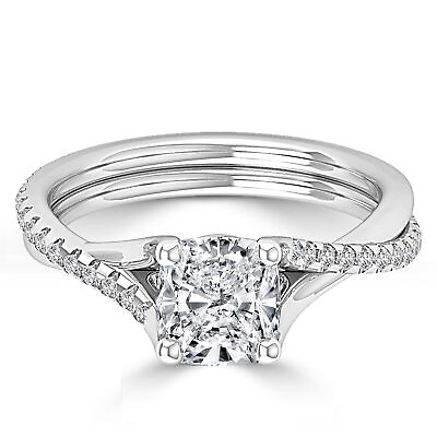#ad F VS2 Cushion Cut Lab Created Diamond Engagement Ring 4.40 CT 14K White Gold Sol $5505.30