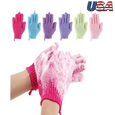 #ad 6 Pcs Dead Skin Remover Body Scrubber Gloves Exfoliating Bath Glove for Shower $5.65