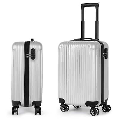 #ad Carry On Luggage 20quot; Hardside Suitcase ABS Spinner Luggage with Lock Silver $24.97