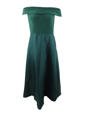 #ad Adrianna Papell Women#x27;s Off The Shoulder Mikado Gown 16 Dusty Emerald $79.99