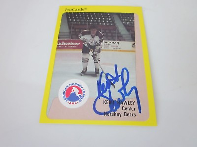 #ad KENT HAWLEY AUTOGRAPHED 1989 AHL PROCARDS CARD HERSHEY BEARS $4.50