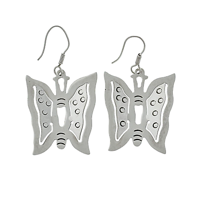 #ad Vintage Sterling Silver 925 3D Cut Out Butterfly Earrings $41.65