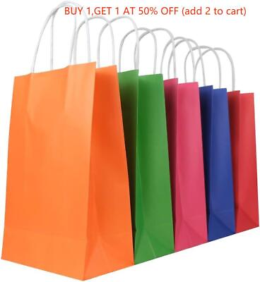 #ad #ad 30pcs Kraft Paper Bags Party Shopping Gift Bags Midium Size with Handles 6colors $12.99