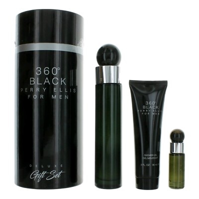 #ad Perry Ellis 360 Black by Perry Ellis 3 Piece Gift Set for Men $33.73