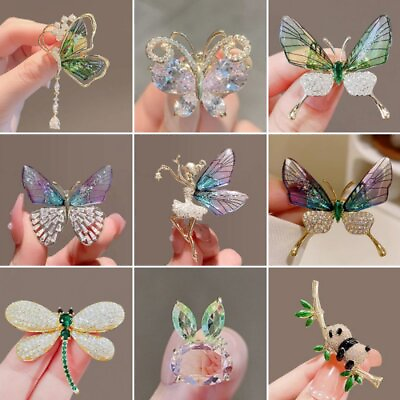 #ad Fashion Crystal Zircon Flower Butterfly Insect Brooch Pin Charm Women Jewelry AU $1.74