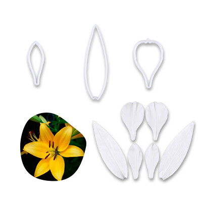 #ad 6pcs Alstroemeria Flower Fondant Mould Petal Silicone Mould Plastic Cutter Set $17.25
