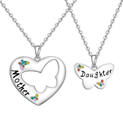#ad Fenthring Mother Daughter Necklace Set for 2 Women Butterfly Necklaces Sterli... $63.14