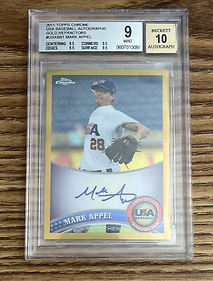 #ad TOPPS USA 🇺🇸 MARK APPEL ASTROS 2011 CHROME AUTO GOLD REFRACTOR 36 50 BGS 9🔥🔥 $299.99