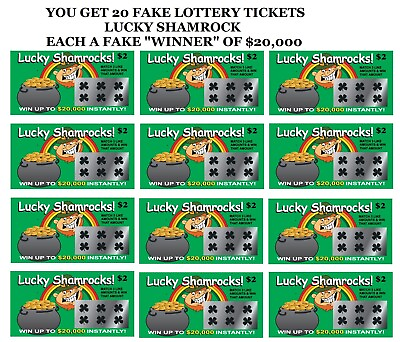 #ad Prank Lottery Tickets 20 Pack Prank Gag Gift Lucky Shamrock Gag Gift Joke Phoney $12.99