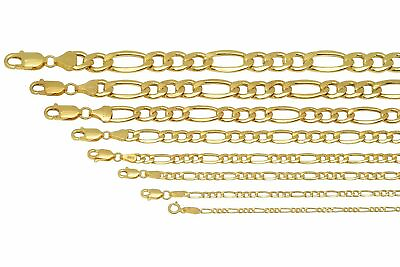 #ad 10k Yellow Gold 2mm 9.5mm Figaro Link Chain Necklace Bracelet 7quot; 30quot; Hollow $83.04