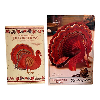 #ad Hallmark Vintage Thanksgiving Turkey Honeycomb Centerpiece And Press Out Designs $15.00