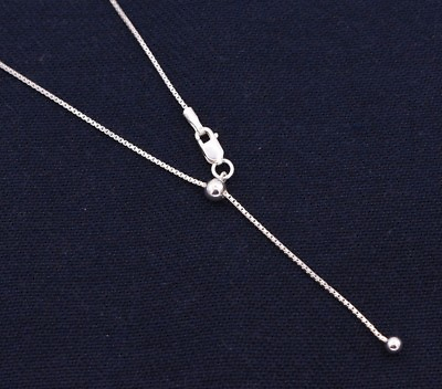 #ad 0.80mm Adjustable Box Chain Necklace REAL Sterling Silver Up To 22quot; ITALIAN $19.74