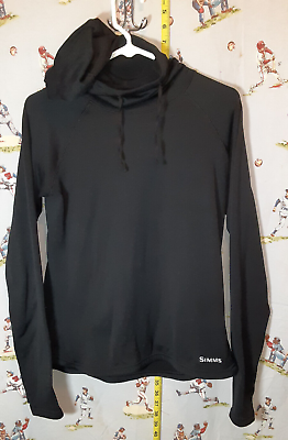 #ad 🎣 Simms Womens Fishing Black Long Sleeve Cowl Hooded Base Layer Shirt Sz small $34.99