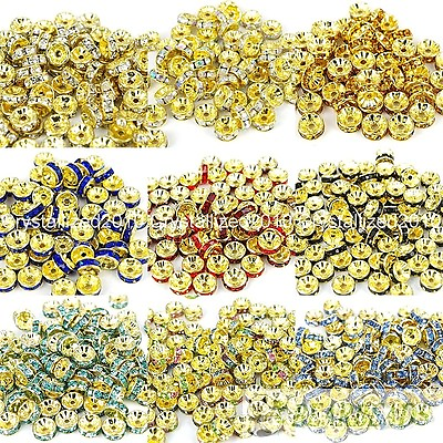 #ad #ad Czech Crystal Rhinestones Gold Rondelle Spacer Beads 4mm 5mm 6mm 8mm 10mm 12mm $5.19