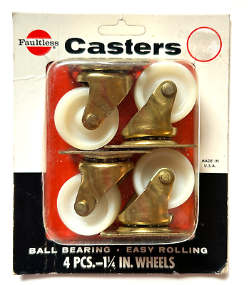 #ad Vintage Faultless Casters B5345M 1 1 4quot; Wheels 4 Pack Easy Rolling Ball Bearing $19.99