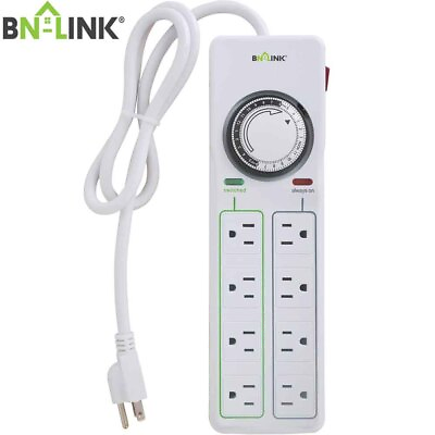 #ad BN LINK 8 Outlets Power Strip with 24hr programmable timer and surge protector $22.99