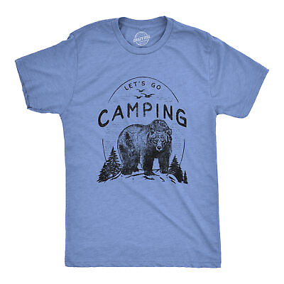 #ad Mens Lets Go Camping Tshirt Funny Bear Outdoors Hiking Vintage Novelty Tee $6.80