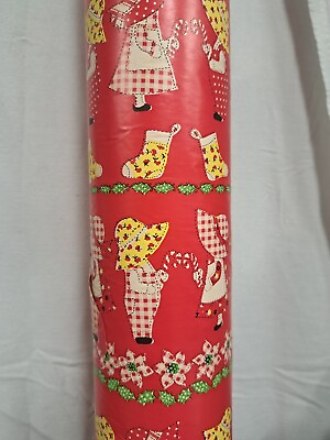 #ad VTG 30quot; W Christmas Dept Store Gift Green Red Paper Roll Holiday Holly Hobby? $89.91