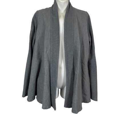 #ad Cut Loose Womens Gray Waterfall Open Jacket USA Made Lagenlook Boho Loose Fit S $20.69