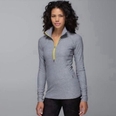 #ad Lululemon Race Your Pace 1 2 Zip Pullover Sweater Women#x27;s 6 Gray Long Sleeve $45.00