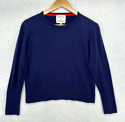 #ad Alex Mill Sweater Womens Crop Medium Navy Blue Knit Luxury Designer Buttons $49.99