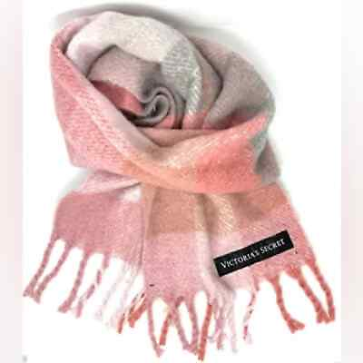 #ad Victoria’s Secret Holiday Plush Scarf New With Tags Pinks and Grays. $23.00