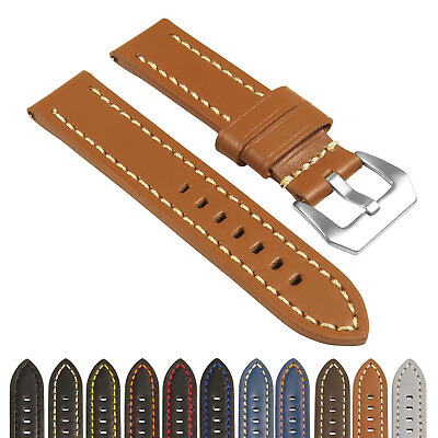#ad StrapsCo Heavy Duty Men#x27;s Leather Watch Band w Stitching Quick Release Strap $19.99