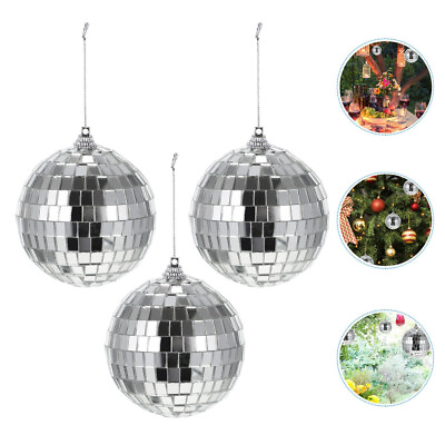 #ad 3 Pcs Light Accessories Party Mirror Ball Hanging Decor Shiny Decorations Glass $14.28