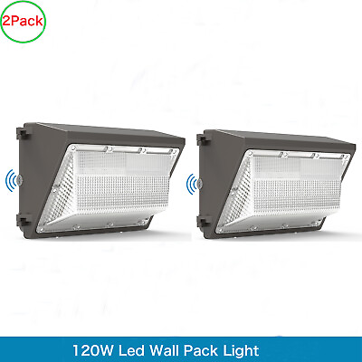 #ad 2Pack 120W Led Wall Pack Light Dusk to Dawn Commercial Outdoor Security Lighting $103.99