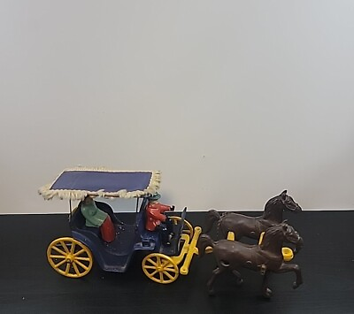#ad Antique Stanley Toys Cast Iron Horse amp; Wagon Buggy Carriage Toy $99.00