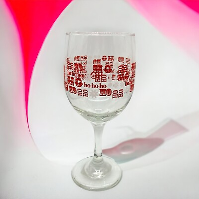 #ad Ho Ho Ho Christmas Wine Glass Snowflake Santa Clear Red Goblet Long Stem Barware $7.87